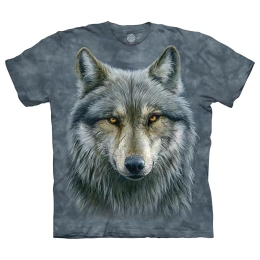 The Mountain mens Warrior Wolf T Shirt, Gray and Blue, XX-Large US