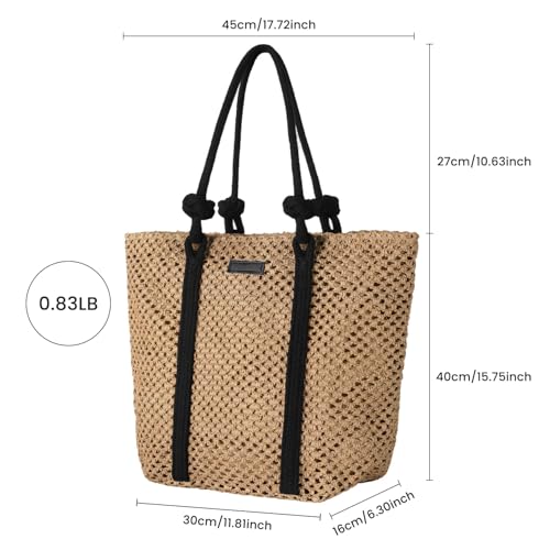 Straw Bags For Women, Crochet Beach Bag Large Woven Shoulder Purse Handbag, Beach Tote Straw Bag for Summer Vacation4