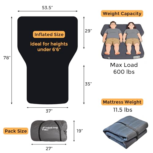 4-Inch Hybrid Air Foam Tesla Model Y Mattress, Self-Inflating SUV Car Sleeping Pad with Multi-Functional Rechargeable Pump, Comfortable & Flat Car Bed for Camping or Travel (Anthracite Gray) — view 4