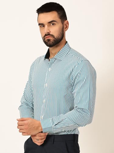 Image of Thomas Scott Men's | Stripes | Full Sleeve | Slim Fit | 100% Cotton | Cutaway | Formal Shirt