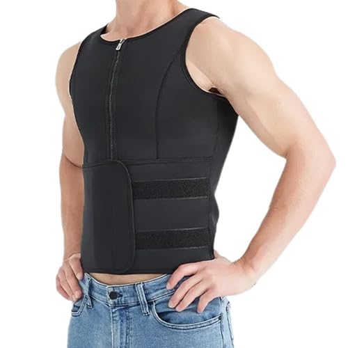 TFAOYS Chaleco de sauna para hombre con entrenador de cintura, traje de neopreno para adelgazar, corsé de entrenamiento, faja moldeadora de cuerpo y cinturón de espalda