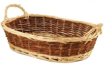 Empty Gift Basket - 2-Colored Wicker with Handles