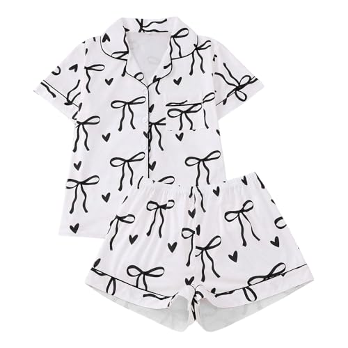 Pyjama short femme léger et confortable avec imprimé nœud floral