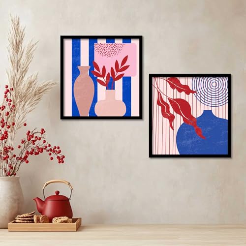 Image of HOTHOUSE Boho wall frames posters for room office | Poster with frame wall decoration items Wall Decor Digital Reprint engineered wood Set of 2 (10X10 inch)