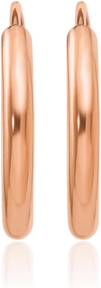 IceCarats 14K Solid Rose Gold Medium Round Endless Hoop Earrings 16mm 5/8 inch Latch Back, Endless Hoop Back For Her
