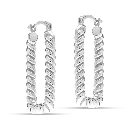 LeCalla Sterling Silver Hoop Earrings for Women | Lightweight Silver Chunky Hoop Earrings | Handmade Electroform Hollow Italian Design Click-Top Earrings Hoop4