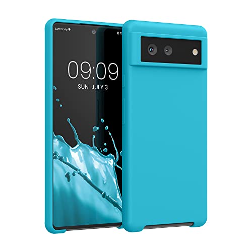 kwmobile Case for Google Pixel 6 Case - Soft Cover - Shockproof Silicone - Wireless Charging Cool Glacier