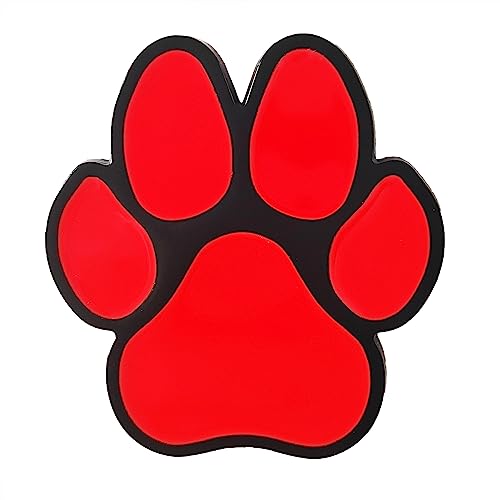 Emblema de pata de perro resistente de metal negro con borde rojo para tunear tu camioneta