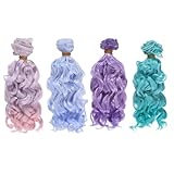 GLOBLELAND 4 Pcs 4 Colors Doll Curly Wig Hair 5.9 inch Gradient Long Hairs for Making Dolls Wigs Fashion Soft Flexible Synthetic Hair Extension Dolls Accessories for DIY Doll Making Crafts