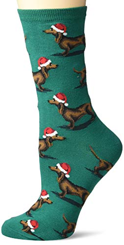 Hot Sox Womens Holiday Fun Novelty Fashion Casual Crew Sock, Santa Dogs (Pine), 4-10 Us #TOP22