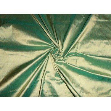 Tissu pure soie vert mer doré de 137cm pour la haute couture sur mesure