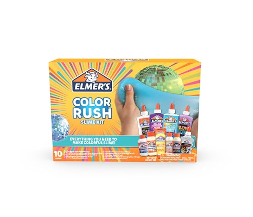 Elmer's Color Rush Slime Kit, Includes Liquid Glue, Activator, Makes Color Changing, Glow in The Dark, Butter Slime and More, 10 Piece Set - Perfect for Parties, Gift, Activity Time