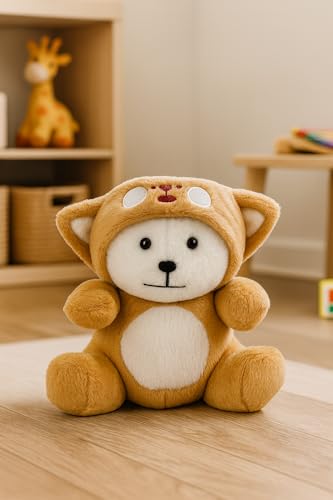 Image of Fun4you Hooded Teddy Bear - Soft Plush Stuffed Toy for Baby Girls | Huggable Toys for Girls and Boys | Birthday Gift for Babies | Panda Teddy for Toddlers | Brown and White 50 cm