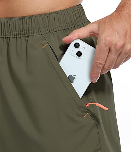 SPOSULEI Men's Athletic Hiking Shorts Water Resistant Quick-Dry Lightweight Outdoor Sweat Shorts with Zipper Pockets4