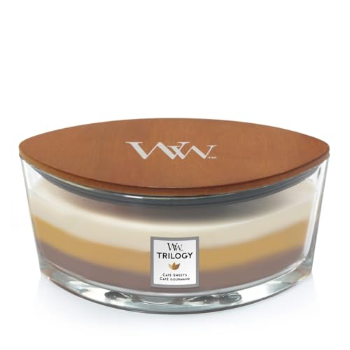 WoodWick Ellipse Trilogy bougie parfumée avec mèche Hearthwick | Café gourmand