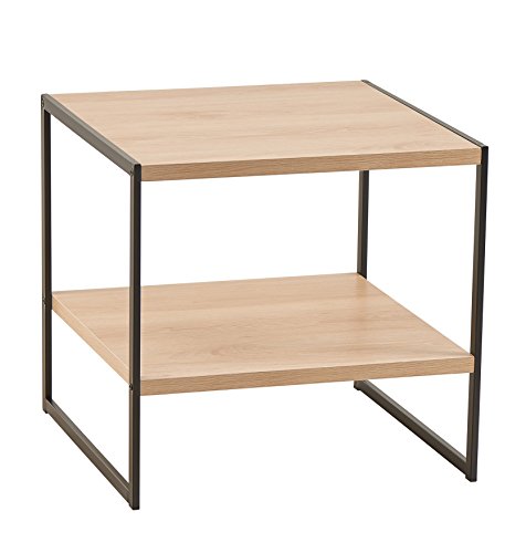ClosetMaid 1310 2- Tier Square Wood Side Table with Storage Shelf, Natural