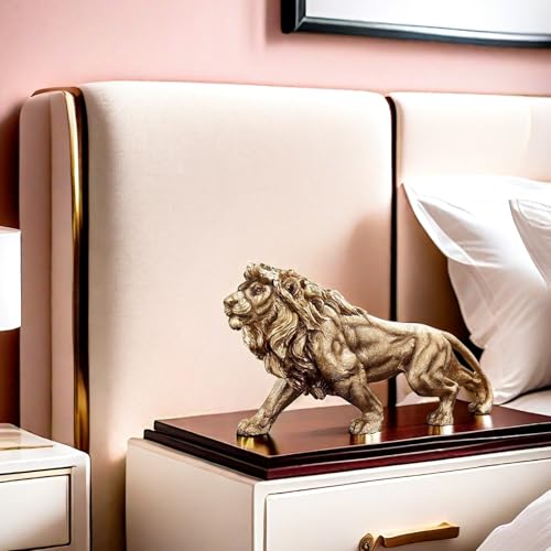 Estatua de León de Resina 14 Pulgadas Dorada miniatura 5