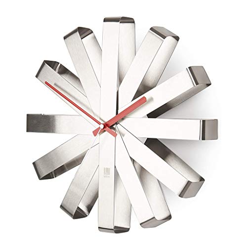 Liruipengbj Wall Clock Stainless Steel Ribbon Wall Clock, 12" Modern Design Home Decor Wall Watch, Kitchen Bedroom Mute Clock Battery Operated Wall Decor #TOP1