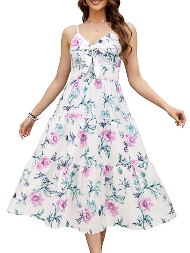 Image of Gardenwed Women's Floral Print Maxi Dress,Twisted V Neck Sleeveless Long Summer Dress