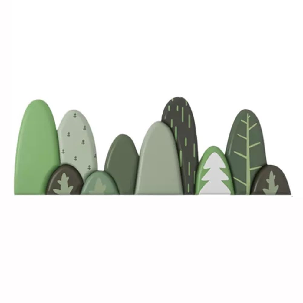 3D Anti-Collision Wall Stickers Antykolizyjne naklejki ścienne PU Wyściółka ścienna Samoprzylepne panele ścienne 3D Poduszka ścienna Wyściółka do pokoju dziecięcego Zielone drzewa Naklejka ze wzorem (