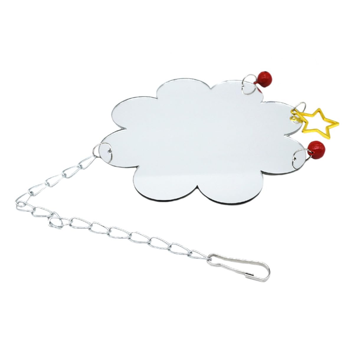 Toyvian Chicken Mirror with Bell, Hanging Pet Bird Cage Accessory for Chickens and Parrots, One-Sided Reflective for Poultry Enrichment and Cage Play
