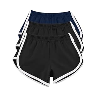 Lot de 3 shorts de sport pour femmes - Shorts blancs à rayures latérales - Entraînement Yoga Hotpants - Shorts de sport décontractés actifs danse gym - Jolis bas de pyjama pour dames - Pantalon court