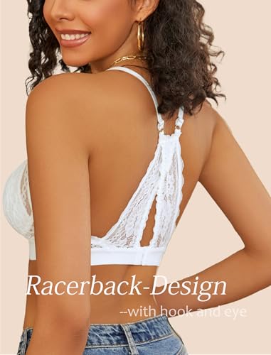 Image of Avidlove Bralettes for Women Lace Racerback Bras Wireless Unlined Bralette Comfy Bra Sexy Lingerie Tops