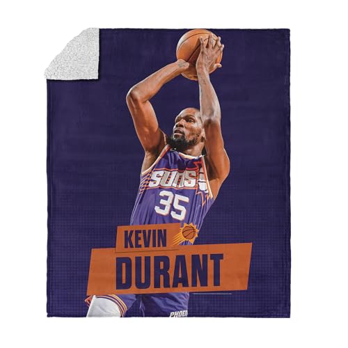 Northwest NBA Phoenix Suns Kevin Durant Silk Touch Sherpa Throw Blanket, Cozy for All Seasons, Lightweight for Couch, Sofa, Boys Girls Bedding, 50 x 60 inches