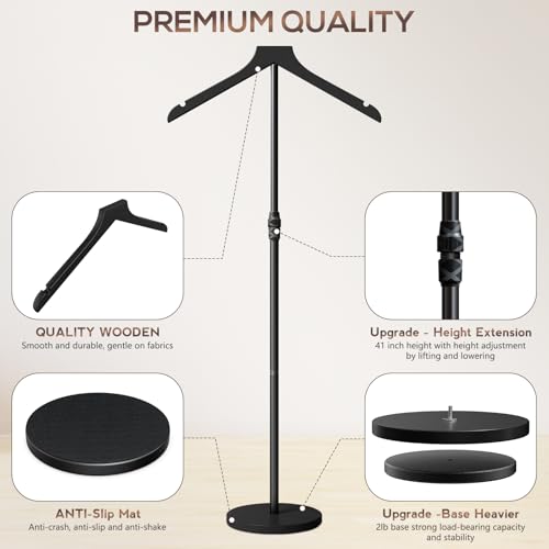 2 Pack Mannequin Torso, 30 to 41 Inch Height Adjustable Shirt Display Stand for Vendors Shop Graduation Party, Stable Ease Assembly Dress Form Clothes Garment Rack, Jacket Coat Hanger Stand, Black