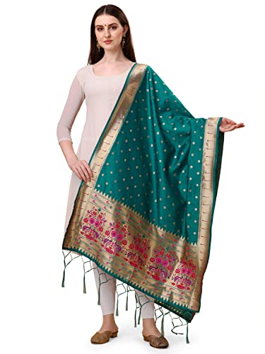 Image of DEVANGI Women's Woven Banarasi Silk Dupatta /Chunni For Women, Floral Print 1 Meter Wide and 2.3 Meter Length Printed Designer Dupatta /Chunni For Girls