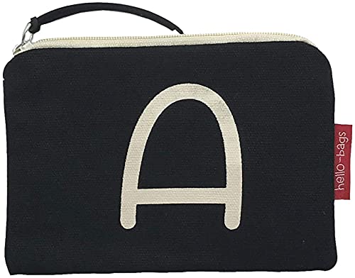 Hello-Bags. Portemonnaies/Porte Cartes. Extérieur : Coton 100%. avec Fermeture éclair et Doublure intérieure. Inclue Une enveloppe de Cadeau. « A ». Écru/Noir. 14 * 10 cm Cover