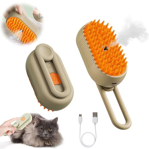 Katzenbürste mit Dampf, 3-In-1 Dampfbürste Katze, Multifunktionale Hundedampfbürste, Dampfbürste für Katzen, Steamy Cat Brush, für Katzen und Hunde zur Massage, Pflege Und Haarentfernung