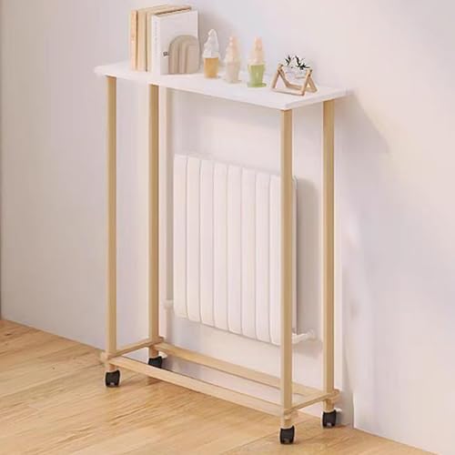 WANGCEPLSD Balda Radiador, Cubreradiador Blanco, Marco de Madera Maciza, Estantería con Ruedas Universales, Capacidad de Carga 25 Kg, para Sala de Estar Oficina(100 * 20 * 92cm/39 * 8 * 36in)