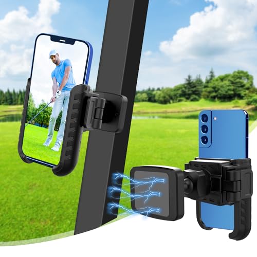 Golf Cart Phone Mount Holder Compatible with iPhone Galaxy Google Pixel Motorola, Golf Magnetic Phone Holder Compatible with Golf Cart EZGO Club Car Yamaha, Ultra Strength Magnets Cell Phone Caddy
