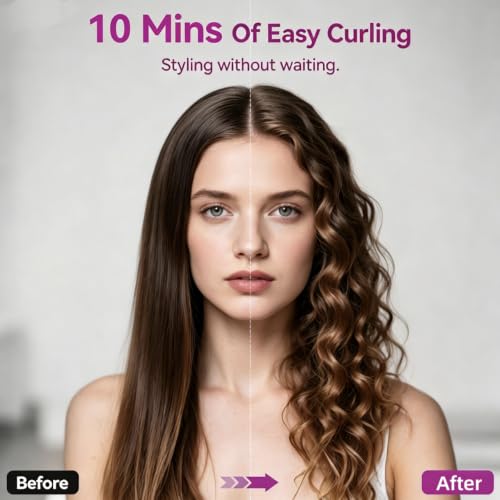Image of Cordless Curling Iron Hair Curler: Mini USB Rechargeable 4000 mAh 3 Temp Setting Travel Portable 200 Million Negative Ion for Long Short Hair