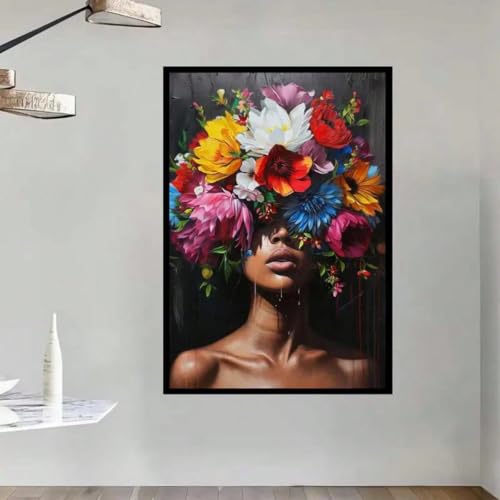 Portraits floraux de femmes sur toile lot de 3 pour décoration murale esthétique du salon
