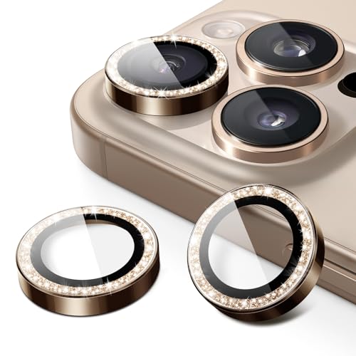JETech Kameraschutz für iPhone 16 Pro 6,3 Zoll und iPhone 16 Pro Max 6,9 Zoll, Bling Glitzer Individuell 9H Gehärtetes G...