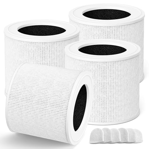HSIAMEN Mini Replacement Filter Compatible with LEVOIT Core Mini Air Purifier Core-Mini-P, 3-in-1 H13 True HEPA, Compared to # Core Mini-RF Filter Replacement, 4-Pack