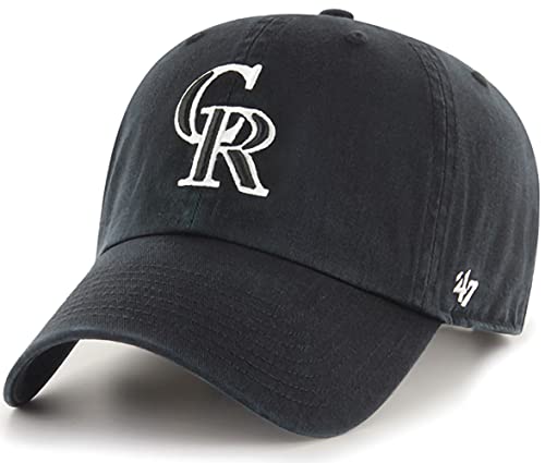 Image of '47 MLB Black White Clean Up Adjustable Hat Cap, Adult One Size, Colorado Rockies Black White, One Size