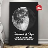 TM TEEMAN Custom This is What The Moon Looked Like The Day Wall Art - Personalized Our Wedding Day Moon Phase Anniversary, Valentine Gift for Couples - Art Real Moon Phase Picture for Her, Wife