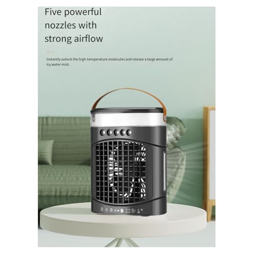 Qomcsrl Kleiner Klimaanlage 2- Gang Kühlventilator 7 Farben Licht Multifunktion für das Schlafzimmer-4