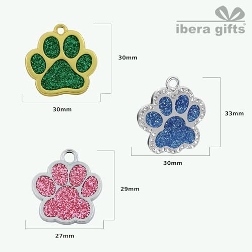 Ibera gifts - Hundemarke mit Gravur und personalisierte Hundemarke in Pfotenform, perfekt für kleine bis mittelgroße Haustiere (Schwarz)