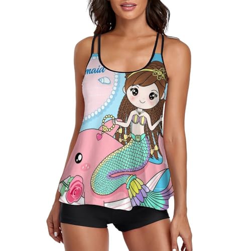 Maillot de Bain Tankini Femme avec Short Confortable et Robe de Plage Fluide