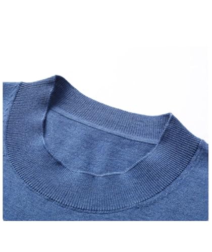 Men's Wool Knit Tees Spring Autumn Slim Short Sleeve Jumper Mock Neck Knitwear Tops4