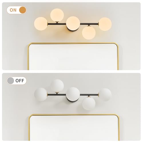Image of Modern Bathroom Vanity Light Fixtures,LED Matte Black Wall Sconce Lighting
