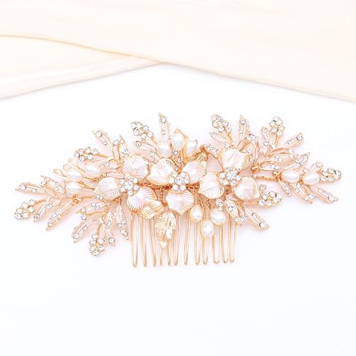 Peigne à cheveux fait main avec strass dorés pour une coiffure de mariée d'exception