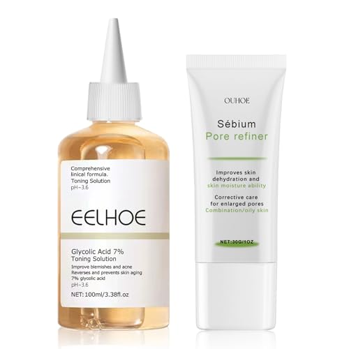 Acido Glicolico 7% Toning Solution, Sebium Pore Refiner, Crema para Reducir los Poros, Glycolic Acid Exfoliating Toner, Crema Reparadora de la Barrera Cutánea, Rétrécit les Pores, Exfolie