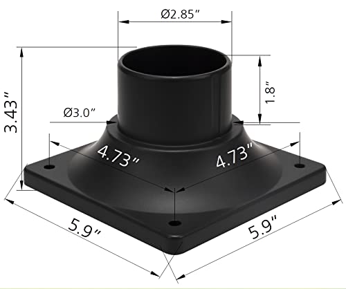 LIT-PaTH Outdoor Post Light Mounting Base, Pier Mount Base, 2-Pack, Black