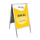 druck.de A1-Ständer Kundenstopper - doppelseitige Werbetafel - klappbar und stabil für Plakate - Gehwegaufsteller aus Aluminium - mit PVC Schutzfolie (1 Stück)