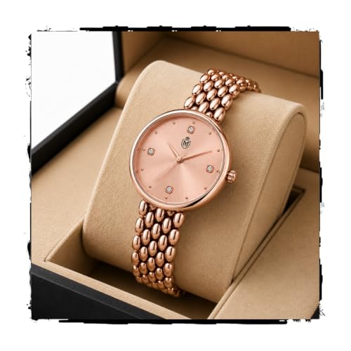 Image of MOOVER Analog Watch for Women & Girls | Luxury Bracelet Style Ladies Wrist Watch | Crystal Dial with Premium Stainless Steel Chain Strap | Fashion Watch for Daily Wear, Party & Gift